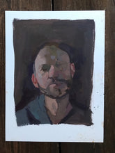 Load image into Gallery viewer, Original oil painting on paper. Portrait of a man in chiaroscuro