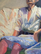 Load image into Gallery viewer, Original Oil painting, Female figure sitting with white clothes in studio, Painting on Canvas, figurative art, gift, wall art, original art
