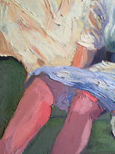 Load image into Gallery viewer, Original Oil painting, Female figure sitting with white clothes in studio, Painting on Canvas, figurative art, gift, wall art, original art
