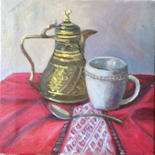 Load image into Gallery viewer, Original Oil Still Life Painting: Coffee Pot and Mug, 12x12
