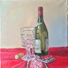 Load image into Gallery viewer, Still Life Painting Wine Bottle, Original Painting, Allaprima figurative art, wall art, home decor, wedding gift, gift for mothers
