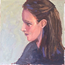 Load image into Gallery viewer, Original Oil Portrait Painting: Impressionist Female Profile, 12x12
