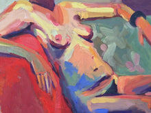 Load image into Gallery viewer, Oil Painting nude female figure, original painting on canvas, figurative art, nude woman art, colorful painting, one of a kind painting
