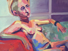 Load image into Gallery viewer, Oil Painting nude female figure, original painting on canvas, figurative art, nude woman art, colorful painting, one of a kind painting
