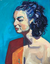 Load image into Gallery viewer, Original Oil Painting: Woman in Orange Sari, Allaprima Portrait (16x20)

