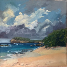 Load image into Gallery viewer, Caribbean Beach Oil Painting: Guadeloupe Seascape, Plein Air Art (12x12)
