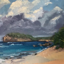 Load image into Gallery viewer, Seascape Oil Painting on Canvas Beach landscape tropical island ocean plein air art, ocean beach in Guadeloupe Caribbean landscape
