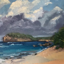 Load image into Gallery viewer, Caribbean Beach Oil Painting: Guadeloupe Seascape, Plein Air Art (12x12)
