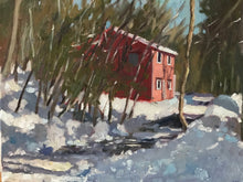 Load image into Gallery viewer, Plein Air Painting Winter Landscape Oil Painting on Canvas New Hampshire Winter Snow forrest original painting figurative allaprima art
