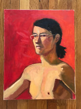 Load image into Gallery viewer, Original Oil Painting: Male Portrait with Red Background (16x20)
