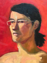 Load image into Gallery viewer, Original Oil Painting: Male Portrait with Red Background (16x20)
