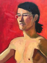 Load image into Gallery viewer, Original Oil Painting: Male Portrait with Red Background (16x20)
