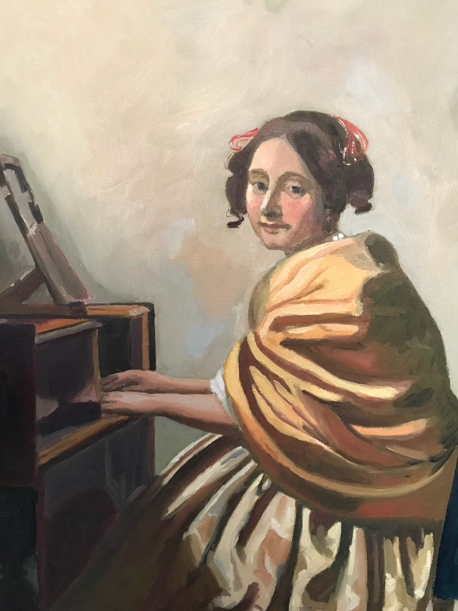 Vermeer Oil Painting reproduction Oil on Canvas Young Woman
