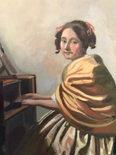 Load image into Gallery viewer, Vermeer Oil Painting reproduction Oil on Canvas Young Woman playing the virginal figurative art Famous painting Free US Delivery

