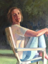 Load image into Gallery viewer, Female Portrait Painting in a Landscape Original Art Impressionist portraiture
