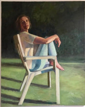Load image into Gallery viewer, Female Portrait Painting in a Landscape Original Art Impressionist portraiture
