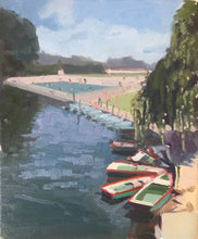 Load image into Gallery viewer, French River Landscape Oil Painting: Isle Adam Boats, Original Art
