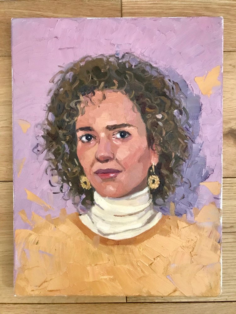 Portrait painting Leila Slimani original oil painting on canvas french author portraiture female portrait allaprima female portrait original