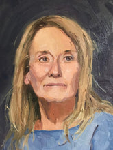 Load image into Gallery viewer, Portrait painting Annie Ernaux original oil painting on canvas french author portraiture female portrait
