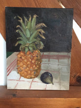 Load image into Gallery viewer, Oil painting Pineapple and Fig fruit still life original oil painting on canvas tropical fruit artwork fruit art

