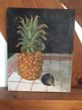 Load image into Gallery viewer, Oil painting Pineapple and Fig fruit still life original oil painting on canvas tropical fruit artwork fruit art
