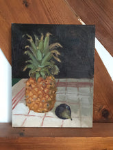 Load image into Gallery viewer, Oil painting Pineapple and Fig fruit still life original oil painting on canvas tropical fruit artwork fruit art
