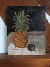 Load image into Gallery viewer, Oil painting Pineapple and Fig fruit still life original oil painting on canvas tropical fruit artwork fruit art
