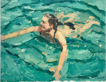 Load image into Gallery viewer, Original oil painting on panel women swimming seascape beachscape in Vietnam
