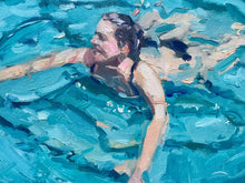 Load image into Gallery viewer, Original oil painting on panel women swimming seascape beachscape in Vietnam
