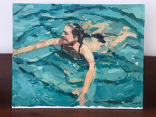 Load image into Gallery viewer, Original oil painting on panel women swimming seascape beachscape in Vietnam
