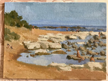 Load image into Gallery viewer, Sicily beach landscape oil painting Montallegro Italy seascape beach original art on panelled canvas
