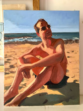Load image into Gallery viewer, Male portrait painting beach male body on canvas oil painting colourful man portrait summer
