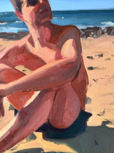 Load image into Gallery viewer, Male portrait painting beach male body on canvas oil painting colourful man portrait summer
