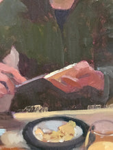 Load image into Gallery viewer, Male Portrait painting Breakfast portraiture oil painting on canvas man eating lunch art
