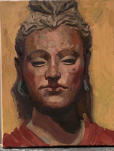 Load image into Gallery viewer, Portrait painting Buddha Ghandara art Buddhist figure yellow and red bright portrait
