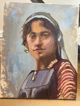 Load image into Gallery viewer, Female portrait Algerian Jewish historic portraiture Algeria oil on canvas memory
