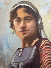 Load image into Gallery viewer, Female portrait Algerian Jewish historic portraiture Algeria oil on canvas memory
