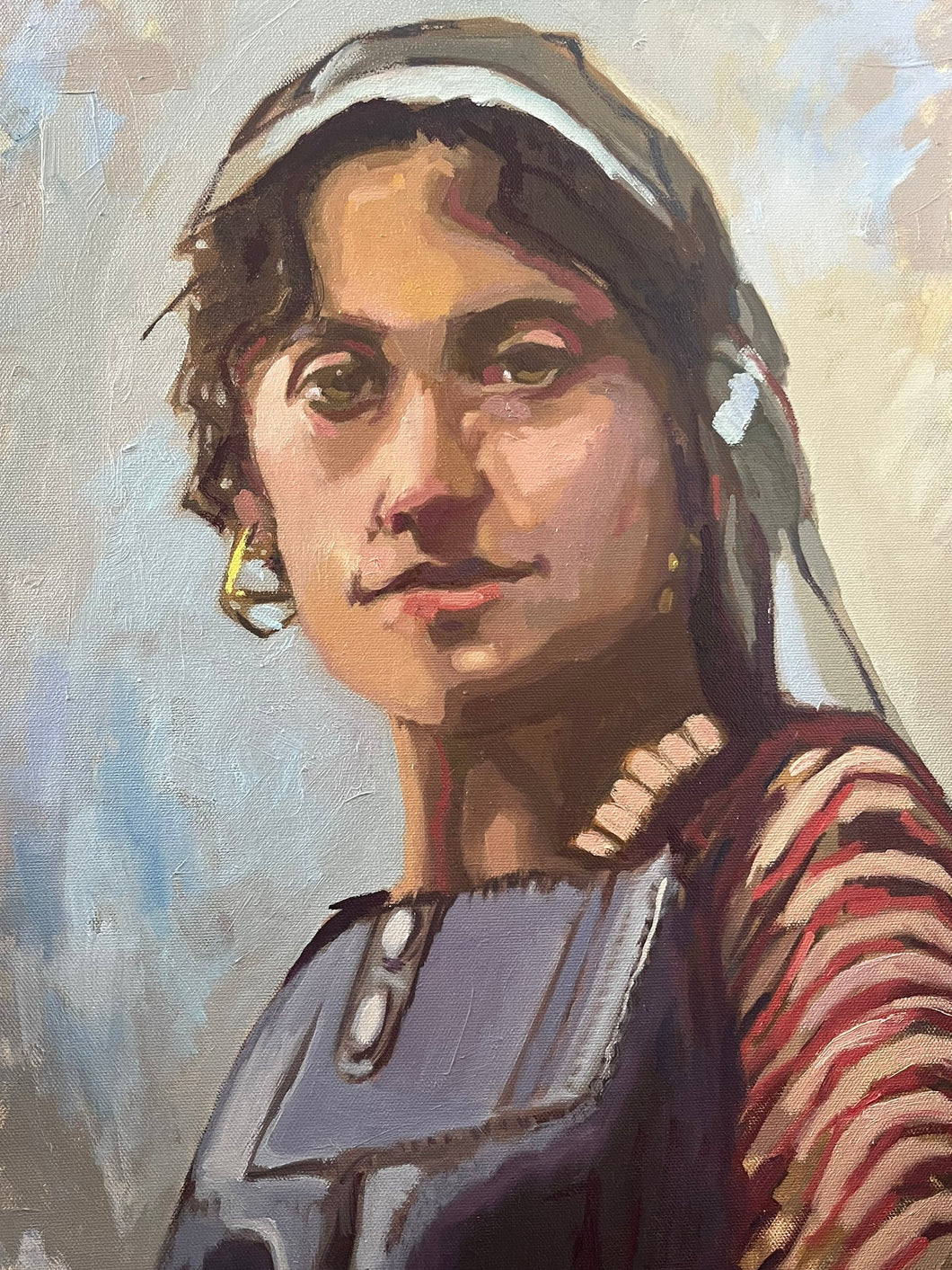 Female portrait Algerian Jewish historic portraiture Algeria oil on canvas memory