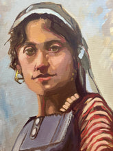 Load image into Gallery viewer, Female portrait Algerian Jewish historic portraiture Algeria oil on canvas memory
