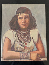 Load image into Gallery viewer, Portrait of an Algerian Jewish woman, Séfarade portrait in traditional white costume wearing headband
