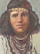 Load image into Gallery viewer, Portrait of an Algerian Jewish woman, Séfarade portrait in traditional white costume wearing headband
