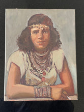 Load image into Gallery viewer, Portrait of an Algerian Jewish woman, Séfarade portrait in traditional white costume wearing headband
