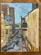 Load image into Gallery viewer, Plein Air Oil Painting Brighton cityscape seaside landscape painting alla prima English beach resort Sussex city rainy day.
