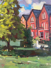Load image into Gallery viewer, Plein Air Oil Painting South Hampstead garden in London. Oil on canvas, original art, painted on location in London park.
