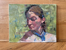 Load image into Gallery viewer, Original Oil Painting: Blurred Realist Female Portrait on Canvas
