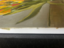 Load image into Gallery viewer, Still Life Tulips in a vase Oil painting bouquet of yellow and orange flowers. Original oil painting of orange flowers in a glass bouquet
