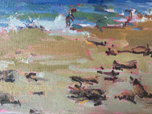 Load image into Gallery viewer, Plein air oil painting on canvas beach Manchester by the Sea Singing Beach Massachusetts summer art sea ocean allaprima paint

