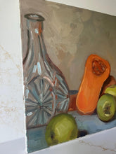 Load image into Gallery viewer, Original Still Life Oil Painting: Squash, Apples, and Glass Jug
