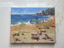 Load image into Gallery viewer, Plein air oil painting on canvas beach Manchester by the Sea Singing Beach Massachusetts summer art sea ocean allaprima paint
