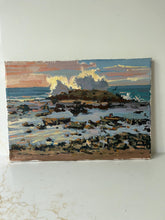 Load image into Gallery viewer, Oil painting on panel of a beach near Rabat in Morocco, beach art painting Morocco Temara
